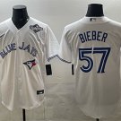 Toronto Blue Jays #57 Shane Bieber White 2025 World Series Cool Base Stitched Jersey