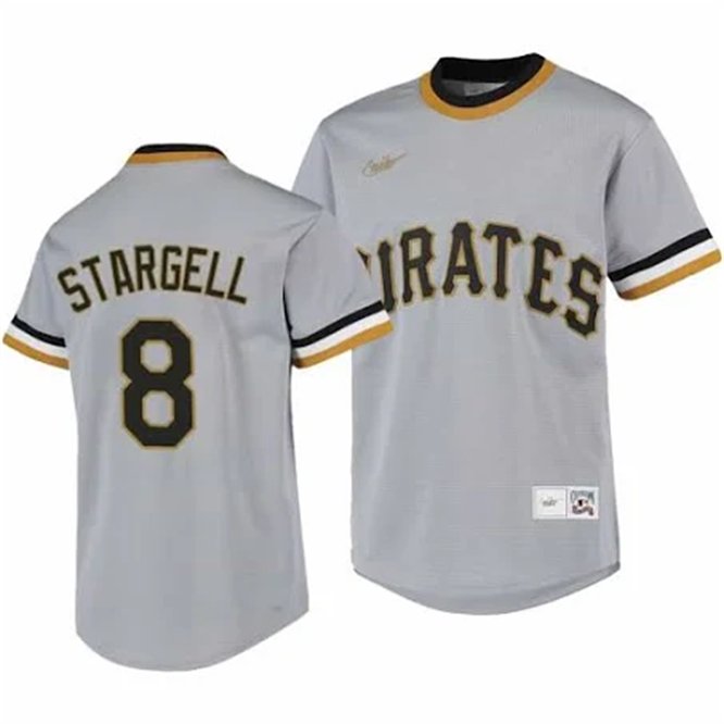 Mens Pirates #8 Willie Stargell cooper base  jersey grey