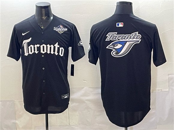 Men's Toronto Blue Jays Team Big Logo Black 2025 World Series Gothic North Edition Jersey