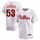 Philadelphia Phillies #53 Adolis Garcia Nike White Pinstripe Home Limited Jersey