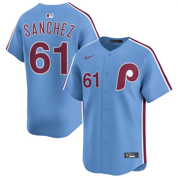 Philadelphia Phillies #61 Cristopher Sanchez Nike Light Blue Alternate Limited Jersey