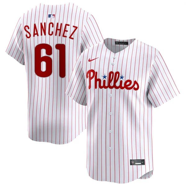 Philadelphia Phillies #61 Cristopher Sanchez Nike White Pinstripe Home Limited Jersey