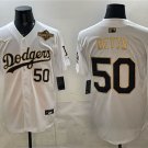 Dodgers #50 Mookie Betts White Gold 2025 World Series Patch Limited Jersey