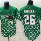 Eagles #26 Saquon Barkley Green Limited Stitched Baseball Jersey