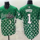 Men's Philadelphia Eagles #1 Jalen Hurts Green Limited Stitched Baseball Jersey