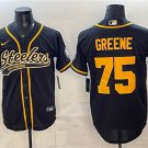 Men's Pittsburgh Steelers #75 Joe Greene Black With Patch Cool Base Stitched Jersey