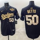 Men's LAD #50 Mookie Betts Black Gold 2025 World Series Jersey