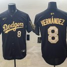 Dodgers #8 Enrique Hernández Black Gold 2025 World Series Jersey