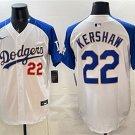 Men's Los Angeles Dodgers #22 Clayton Kershaw White Royal 2025 World Series Jersey