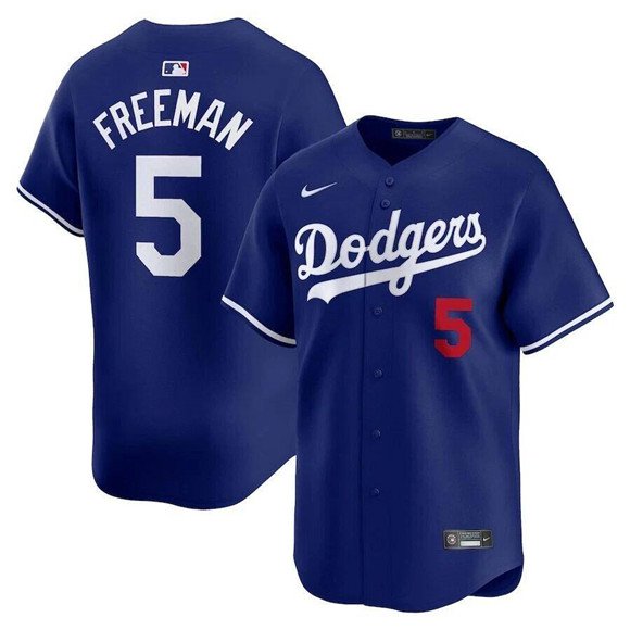Los Angeles Dodgers #5 Freddie Freeman Number Blue Cool Base Jersey