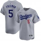 Los Angeles Dodgers #5 Freddie Freeman Number Grey Cool Base Jersey
