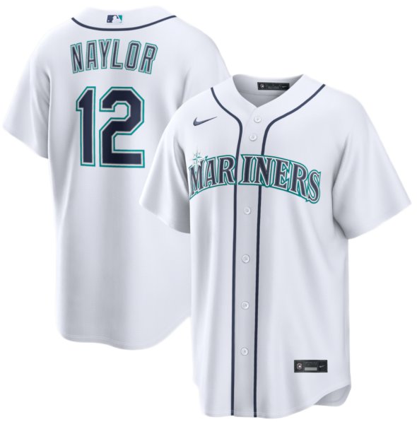 Men's Seattle Mariners #12 Josh Naylor White Cool Base Limited Stitched Jersey