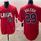 Men's USA Baseball #29 Cal Raleigh Red World Baseball Classic Stitched Jersey