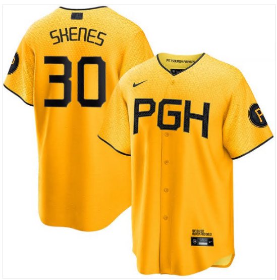 PIT #30 Paul Skenes Yellow City Connect Stitched Jersey