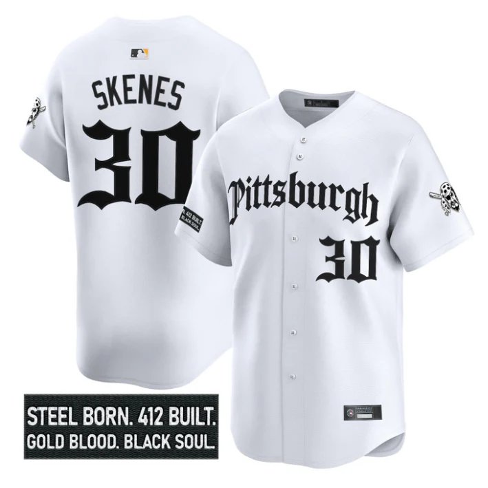 Paul Skenes Jersey #30 Pittsburgh Pirates Gothic Steel City Edition White