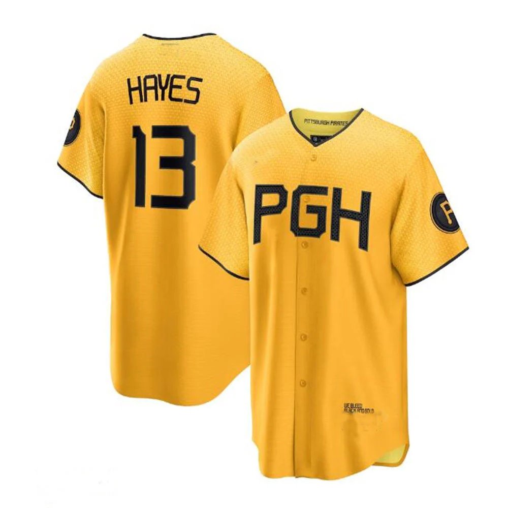 Pirates #13 Ke'Bryan Hayes Gold Yellow City Player Jersey