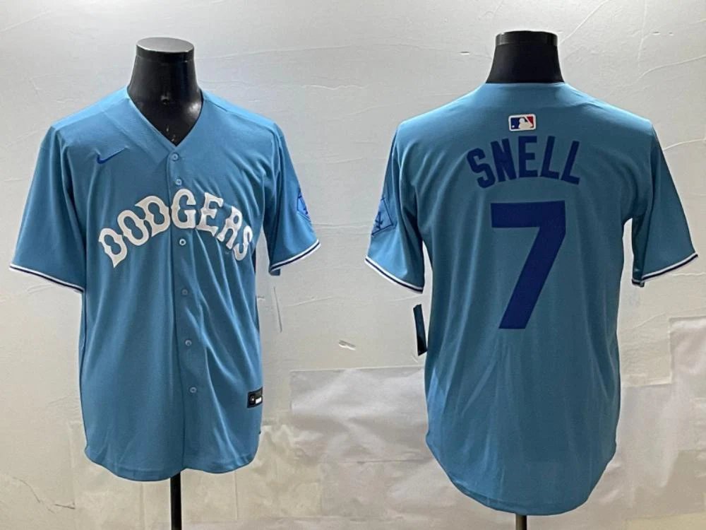 Los Angeles Dodgers Blake Snell Light Blue Royal Throwback Jersey