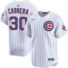Mens Chicago Cubs #30 Edward Cabrera Nike Home White Pinstripe Limited Jersey