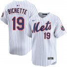 Mens New York Mets #19 Bo Bichette Nike Home White Pinstripe Limited Jersey