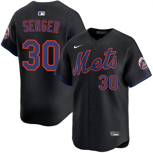 Mens New York Mets #30 Hayden Senger Nike Black Alternate Limited Jersey