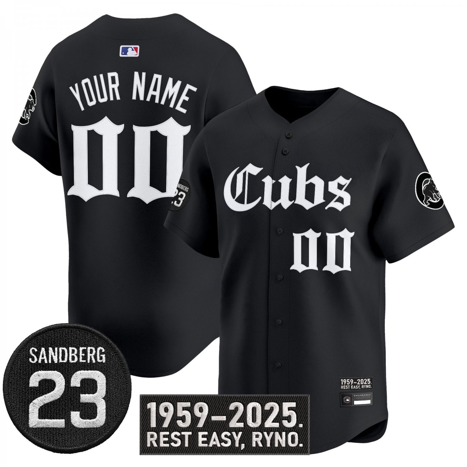 Custom Chicago Cubs Jersey Ryne Sandberg Tribute Limited Stitched Black