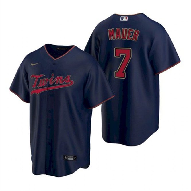 Any size Twins #7 Joe Mauer cool base jersey navy