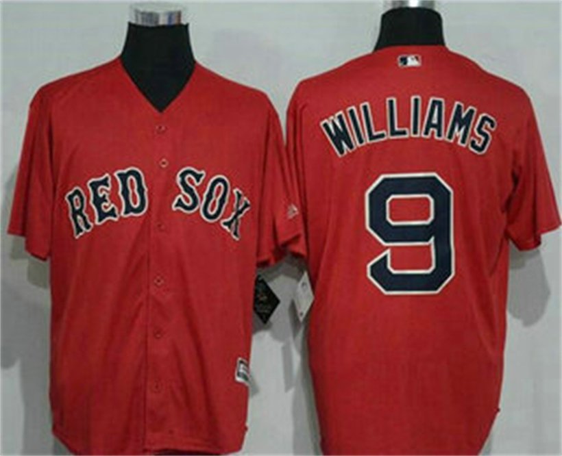 Men's Boston Red Sox #9 Ted Williams Red Stitched Baseball Jersey