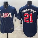 Men's USA Baseball #21 Pete Crow-Armstrong Navy World Baseball Classic Jersey