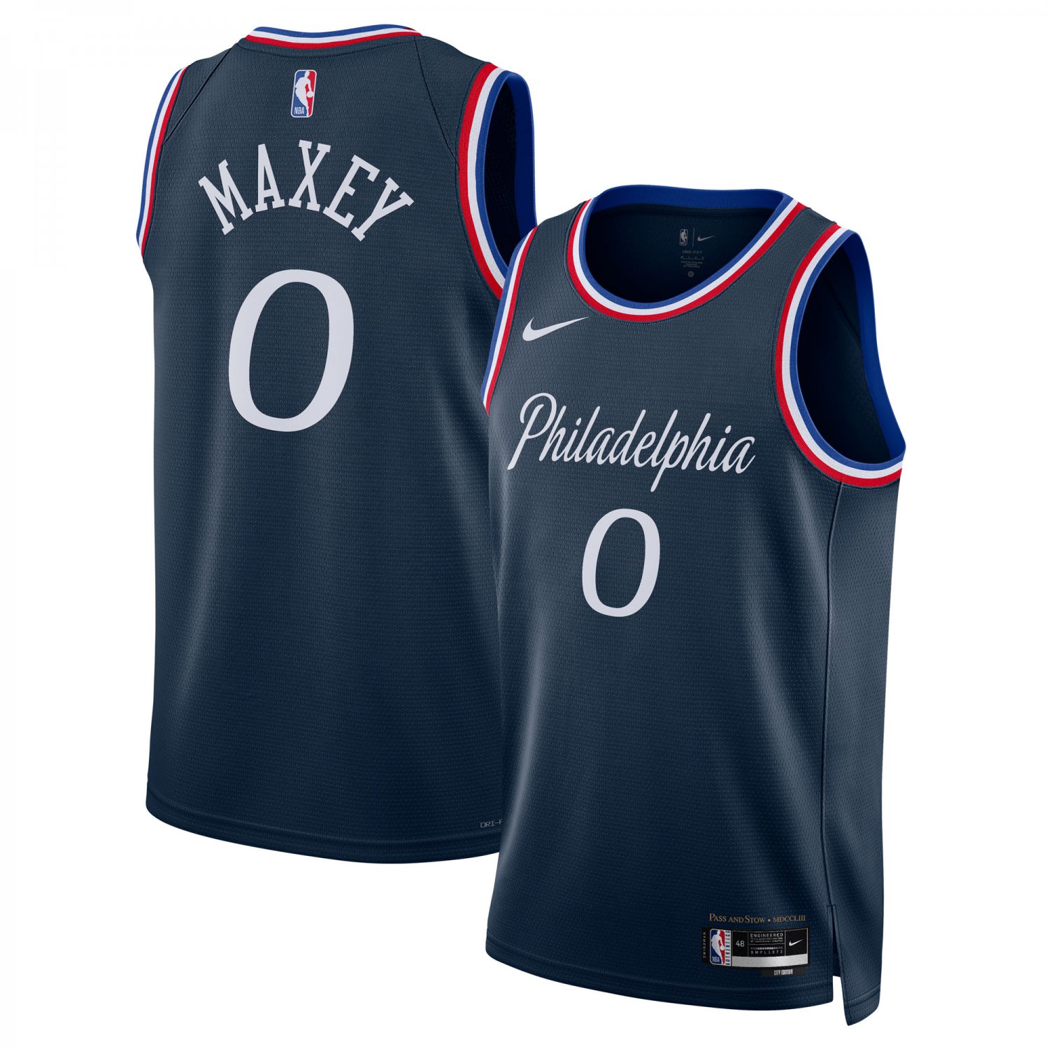 76ers #0 Tyrese Maxey City Edition Stitched Jersey Navy 2025-26