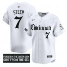 Spencer Steer Jersey #7 Cincinnati Reds Gothic Queen City Edition Stitched White