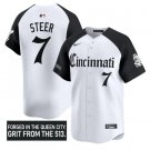 Spencer Steer Jersey #7 Cincinnati Reds Gothic Queen City Edition Stitched