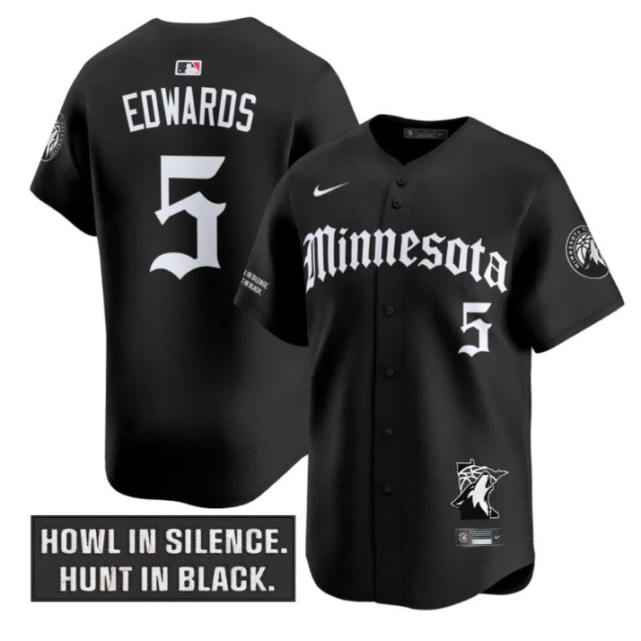 Anthony Edwards Jersey #5 Minnesota Timberwolves Gothic North Howl Edition Black