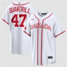 Men's Canada Baseball #47 Cal Quantrill White 2026 World Baseball Classic Home Jersey