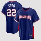 Men's Dominican Republic Baseball #22 Juan Soto Navy 2026 World Baseball Road Jersey