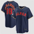 Men's Japan Baseball #18 Yoshinobu Yamamoto Navy 2026 World Baseball Classic Road Jersey