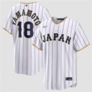 Men's Japan Baseball #18 Yoshinobu Yamamoto White 2026 World Baseball Classic Home Jersey