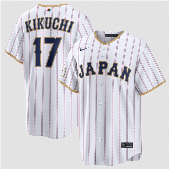 Men's Japan Baseball #17 Yusei Kikuchi White 2026 World Baseball Classic Home Jersey