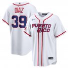 Men's Puerto Rico Baseball #39 Edwin Diaz White 2026 World Baseball Classic Jersey