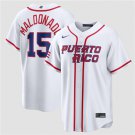 Men's Puerto Rico Baseball #15 Martín Maldonado White 2026 World Baseball Classic Jersey