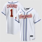 Men's Venezuela Baseball #1 Jackson Chourio White 2026 World Baseball Classic Jersey