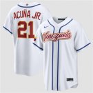 Men's Venezuela Baseball #21 Ronald Acuña Jr. White 2026 World Baseball Classic Jersey