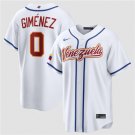 Men's Venezuela Baseball #0 Andrés Giménez White 2026 World Baseball Classic Jersey