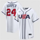 Men's USA Baseball #24 Bryce Harper White 2026 World Baseball Classic Home Jersey