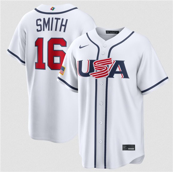 Men's USA Baseball #16 Will Smith White 2026 World Baseball Classic Home Jersey