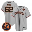 Logan Webb Jersey #62 San Francisco Giants #24 Willie Mays Patch 2024 Vapor Prem