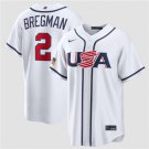 Men's USA Baseball #2 Alex  Bregman White 2026 World Baseball Classic Home Jersey