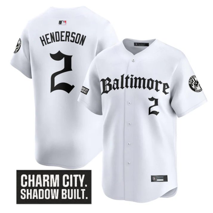 Gunnar Henderson Jersey #2 Baltimore Orioles Gothic Harbor Edition White