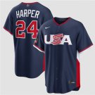 Men's USA Baseball #24 Bryce Harper Navy 2026 World Baseball Classic Road Jersey