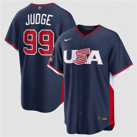Men's USA Baseball #99 Aaron Judge Navy 2026 World Baseball Classic Road Jersey