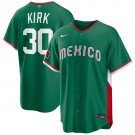 Men's Mexico Baseball #30 Alejandro Kirk Green 2026 World Baseball Classic Road Jersey
